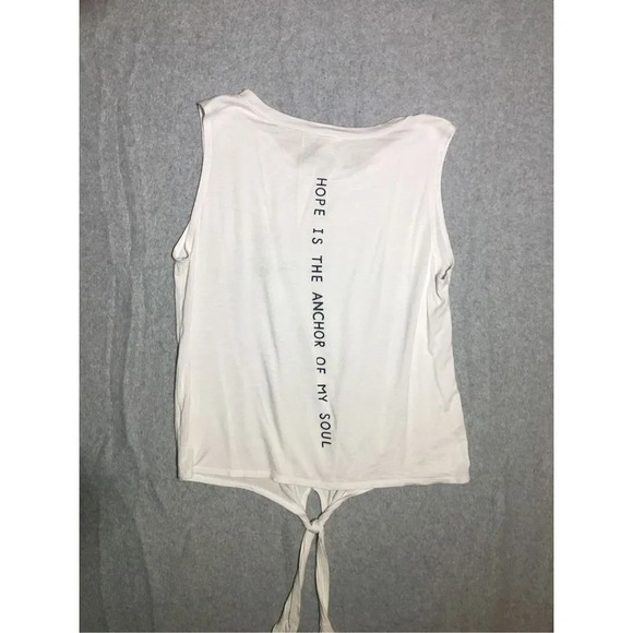 Womens French Pastry Top Anchor Nautical Sailor Ocean Beachy Boho Tie Detail - Picture 6 of 6